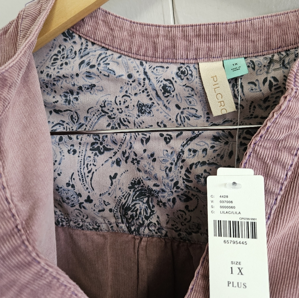 NWT Pilcro ( Anthropology) flounced corduroy pink mini dress Size 1X - Picture 4 of 11